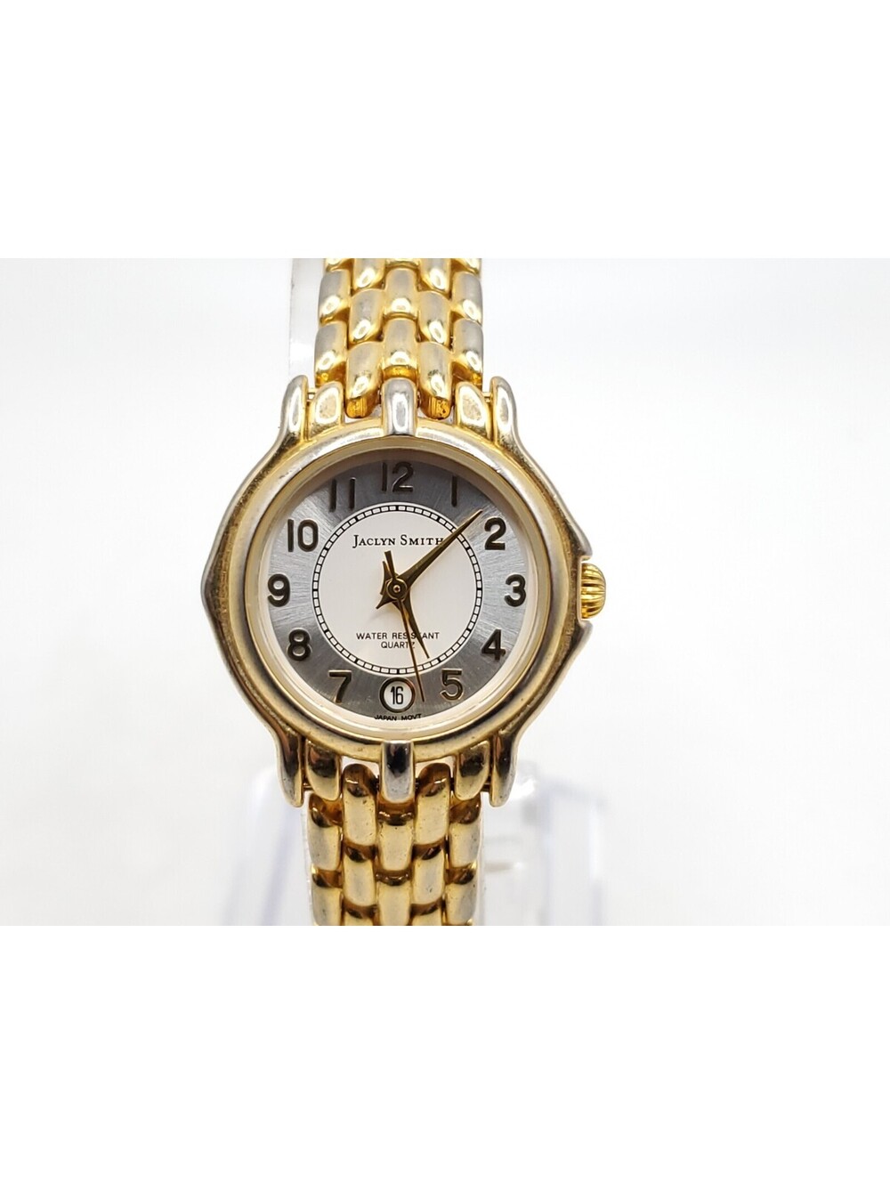 Jaclyn Smith Watch Womens New Battery Gold Tone Date Dial 24mm